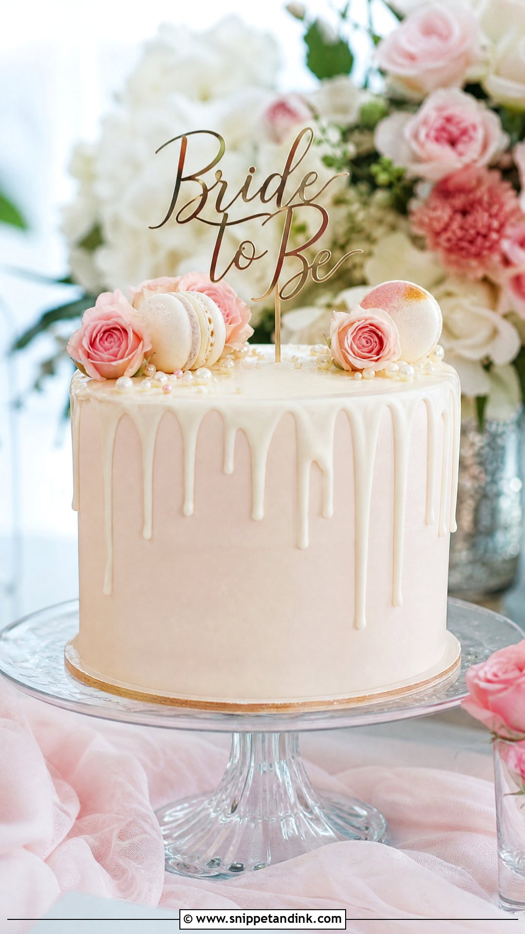 Bride To Be Drip Cake - Snippet and Ink - 25 Simple Bride to Be Cake Ideas