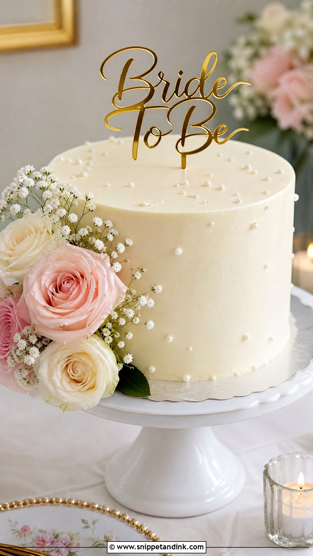 Bride To Be Floral Cake - Snippet and Ink - 25 Simple Bride to Be Cake Ideas