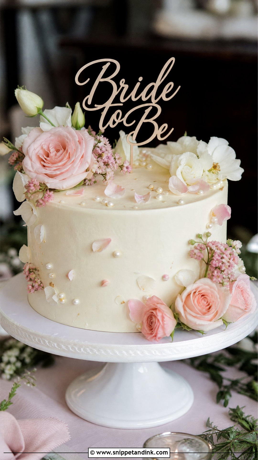 Bride To Be Floral Cake - Snippet and Ink - 30 Bride to Be Cakes Ideas
