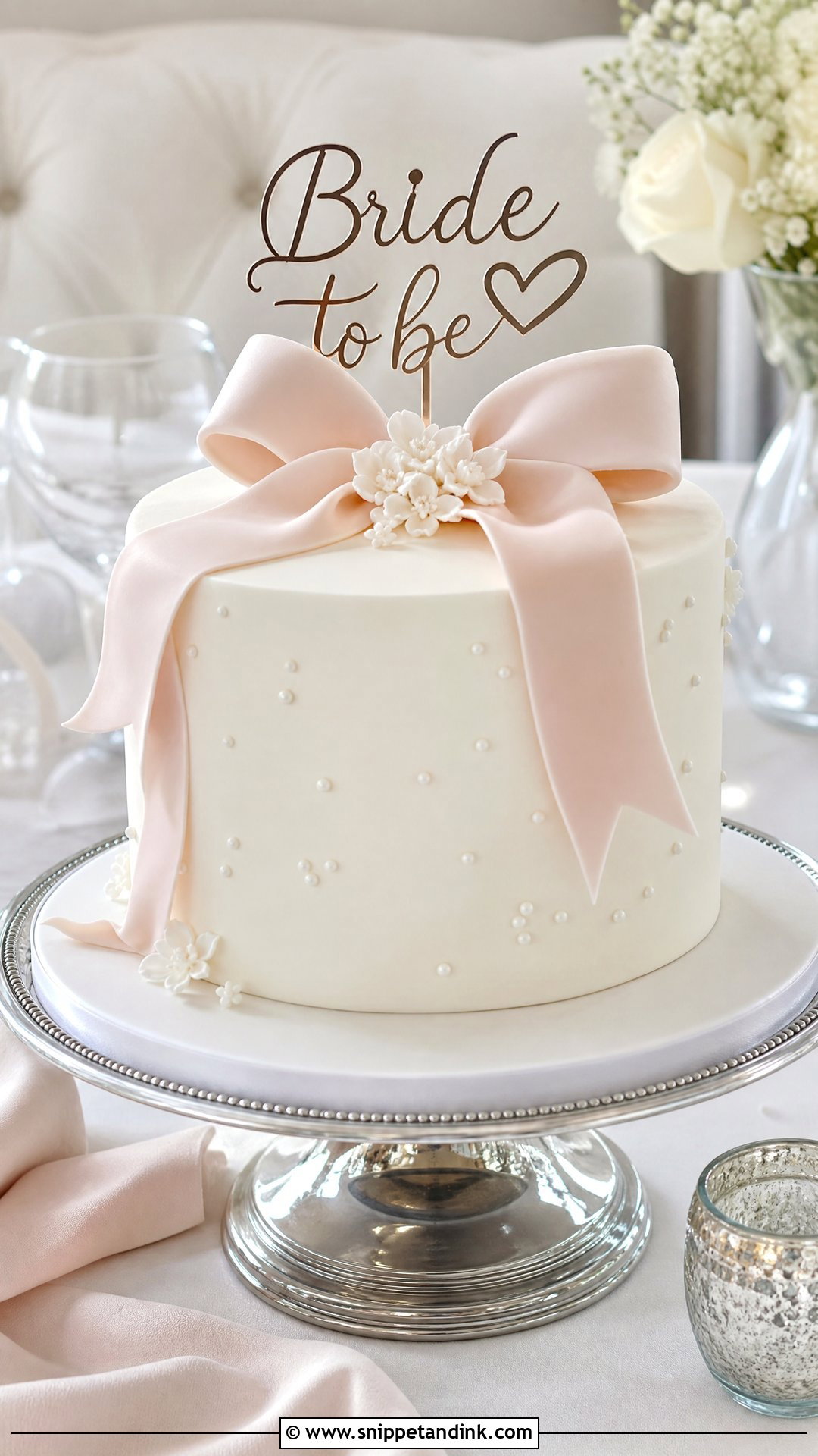 Bride To Be Fondant Cake - Snippet and Ink - 25 Simple Bride to Be Cake Ideas