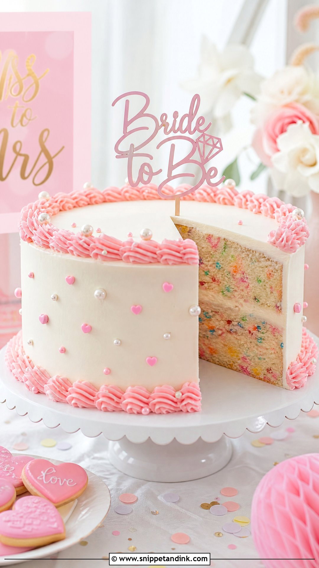 Bride To Be Funfetti Cake - Snippet and Ink - 35 Bride to Be Cake Ideas