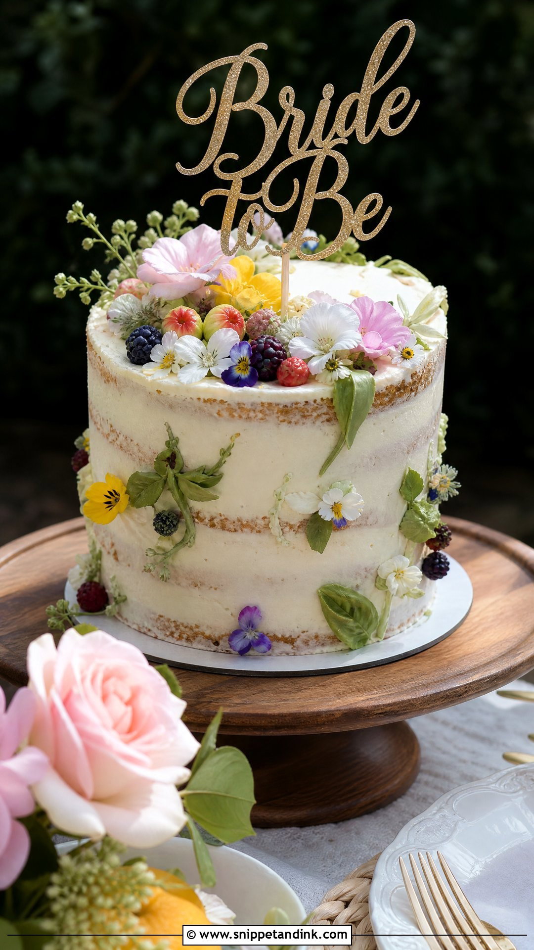 Bride To Be Garden Cake - Snippet and Ink - 30 Bride to Be Cakes Ideas