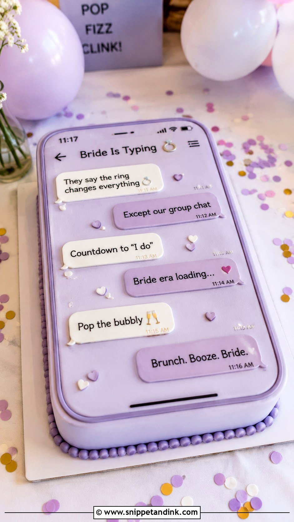 Bride To Be Group Chat Cake - Snippet and Ink - 20 Funny Bride to Be Cake Ideas