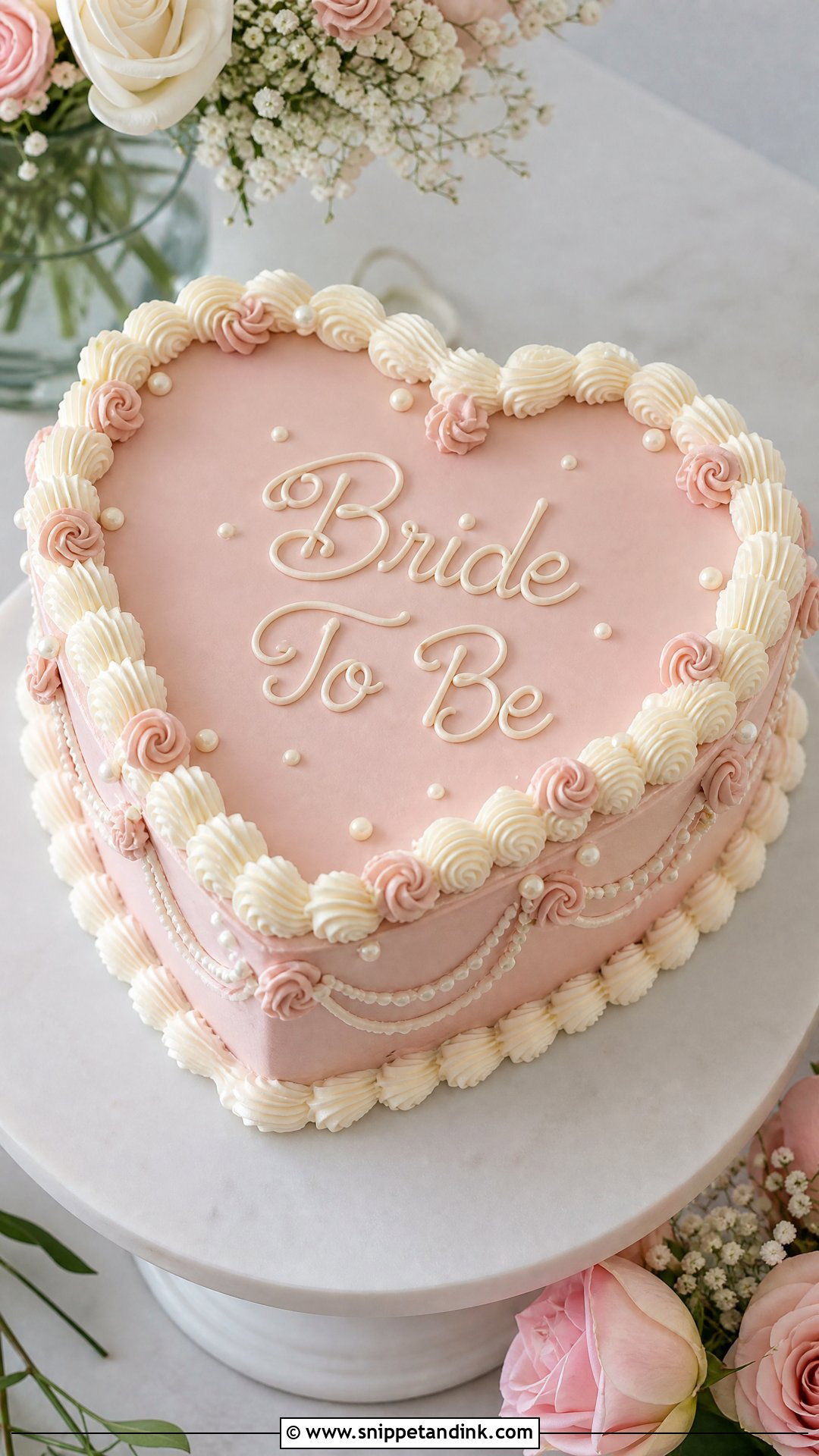 Bride To Be Heart Cake - Snippet and Ink - 25 Simple Bride to Be Cake Ideas