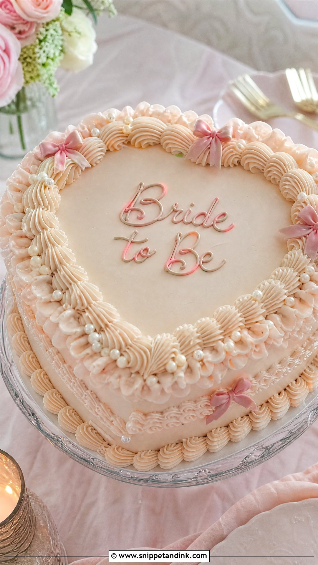 Bride To Be Heart Cake - Snippet and Ink - 30 Bride to Be Cakes Ideas