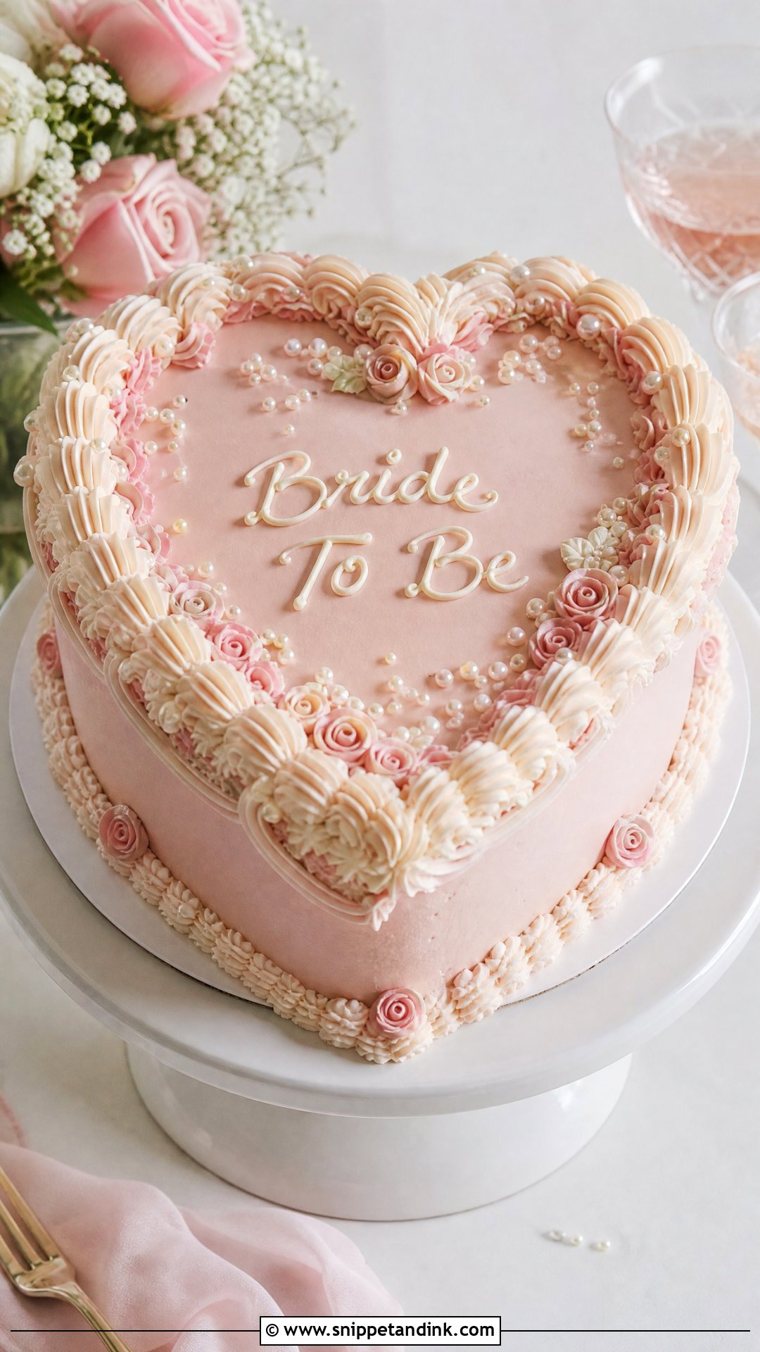 Bride To Be Heart Cake - Snippet and Ink - 35 Bride to Be Cake Ideas