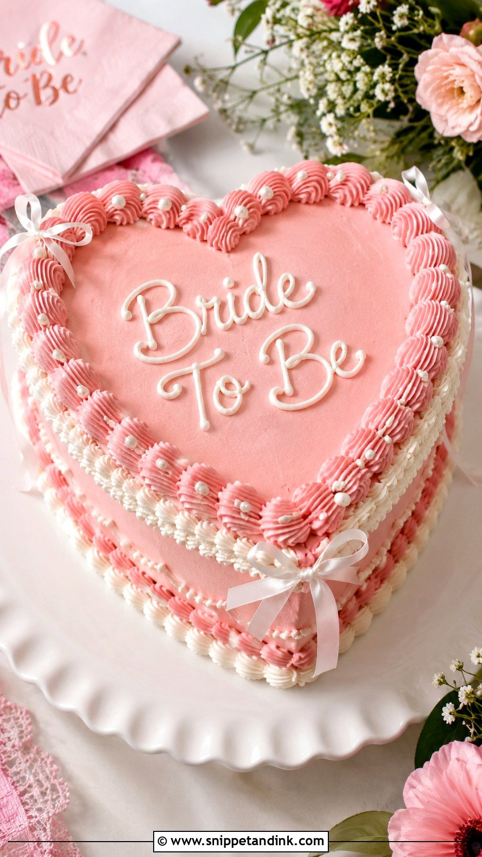 Bride To Be Heart Cake - Snippet and Ink - 20 Bride to Be Cake Designs