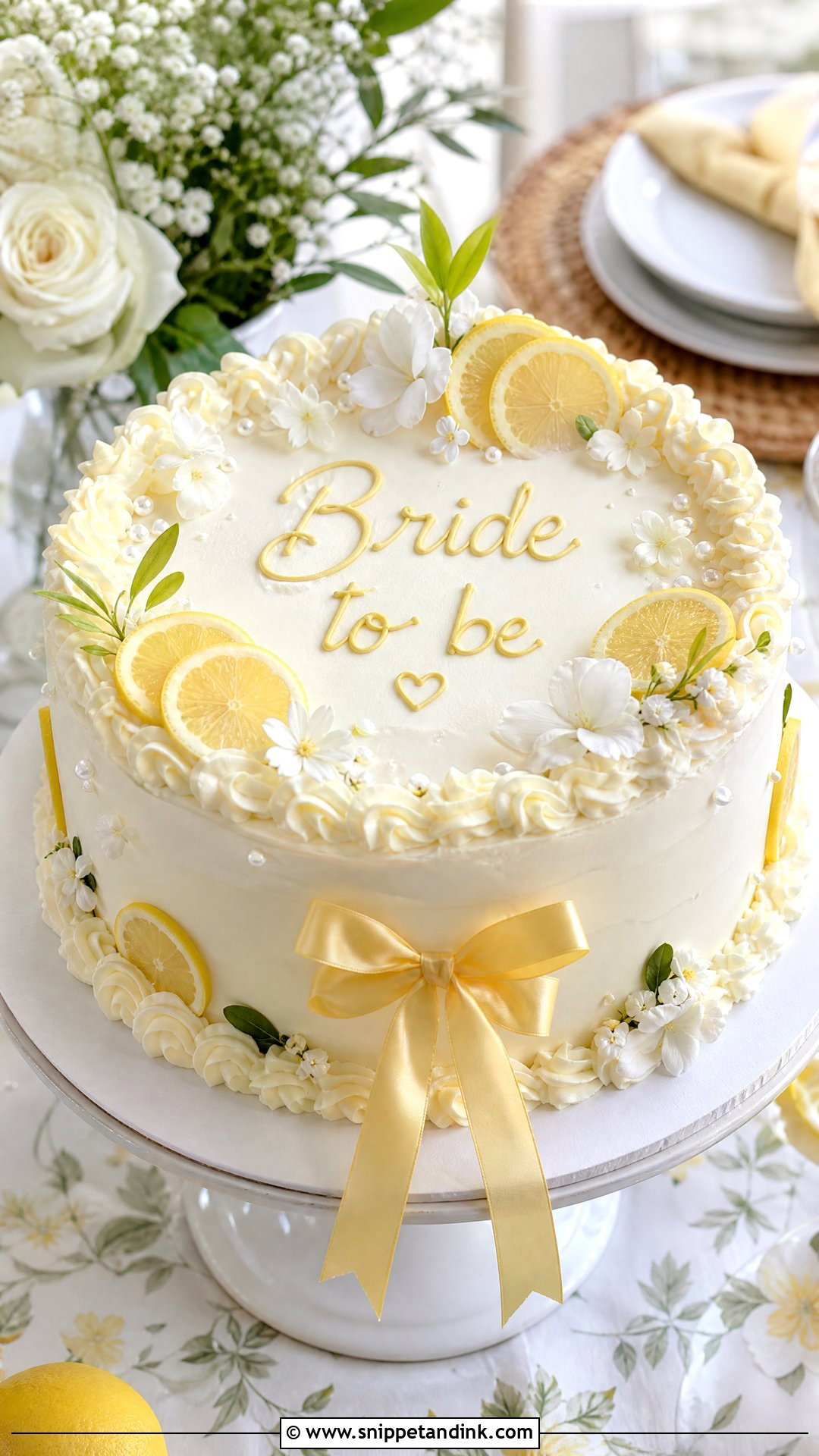 Bride To Be Lemon Cake - Snippet and Ink - 35 Bride to Be Cake Ideas