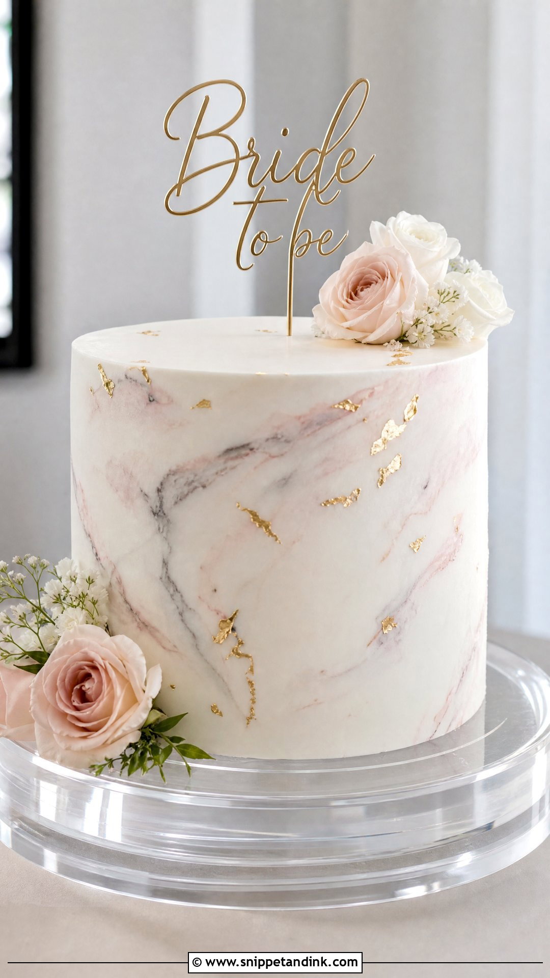 Bride To Be Marble Cake - Snippet and Ink - 25 Simple Bride to Be Cake Ideas