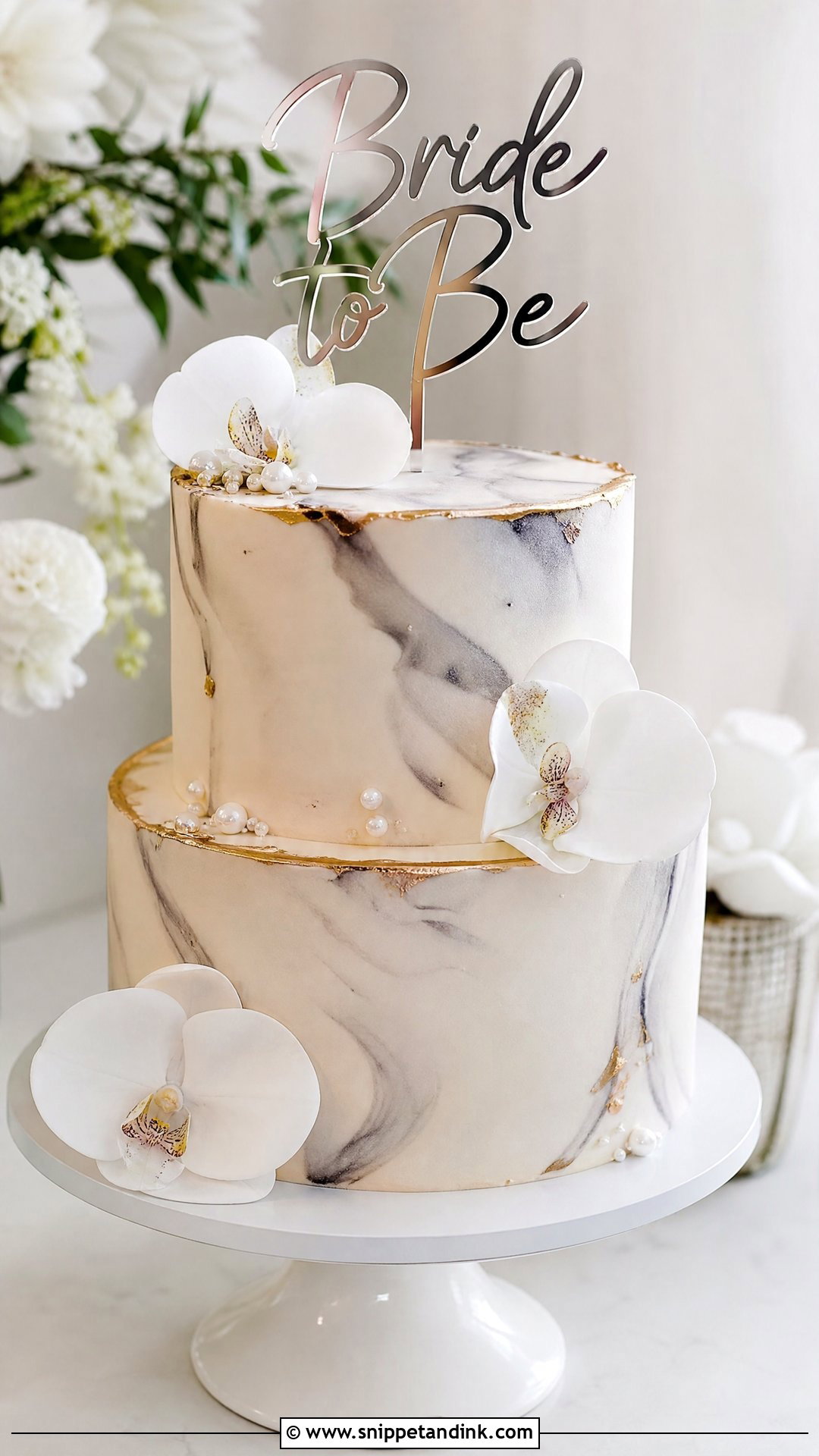 Bride To Be Marble Cake - Snippet and Ink - 30 Bride to Be Cakes Ideas