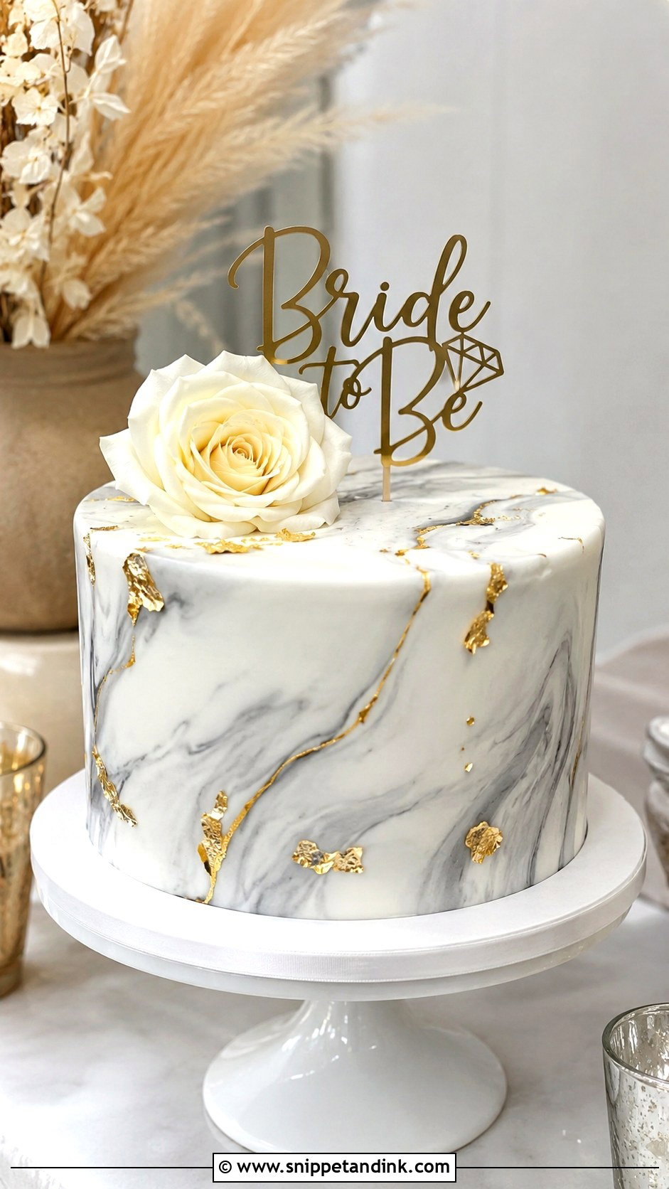 Bride To Be Marble Cake - Snippet and Ink - 20 Bride to Be Cake Designs