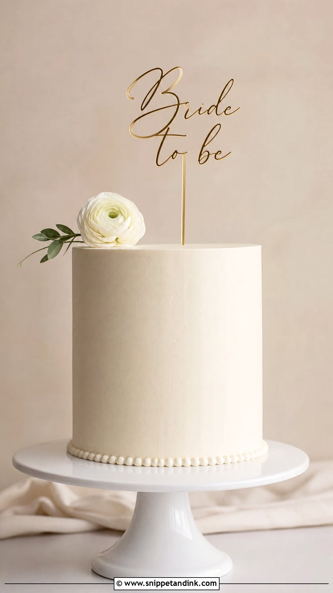 Bride To Be Minimalist Cake - Snippet and Ink - 25 Simple Bride to Be Cake Ideas