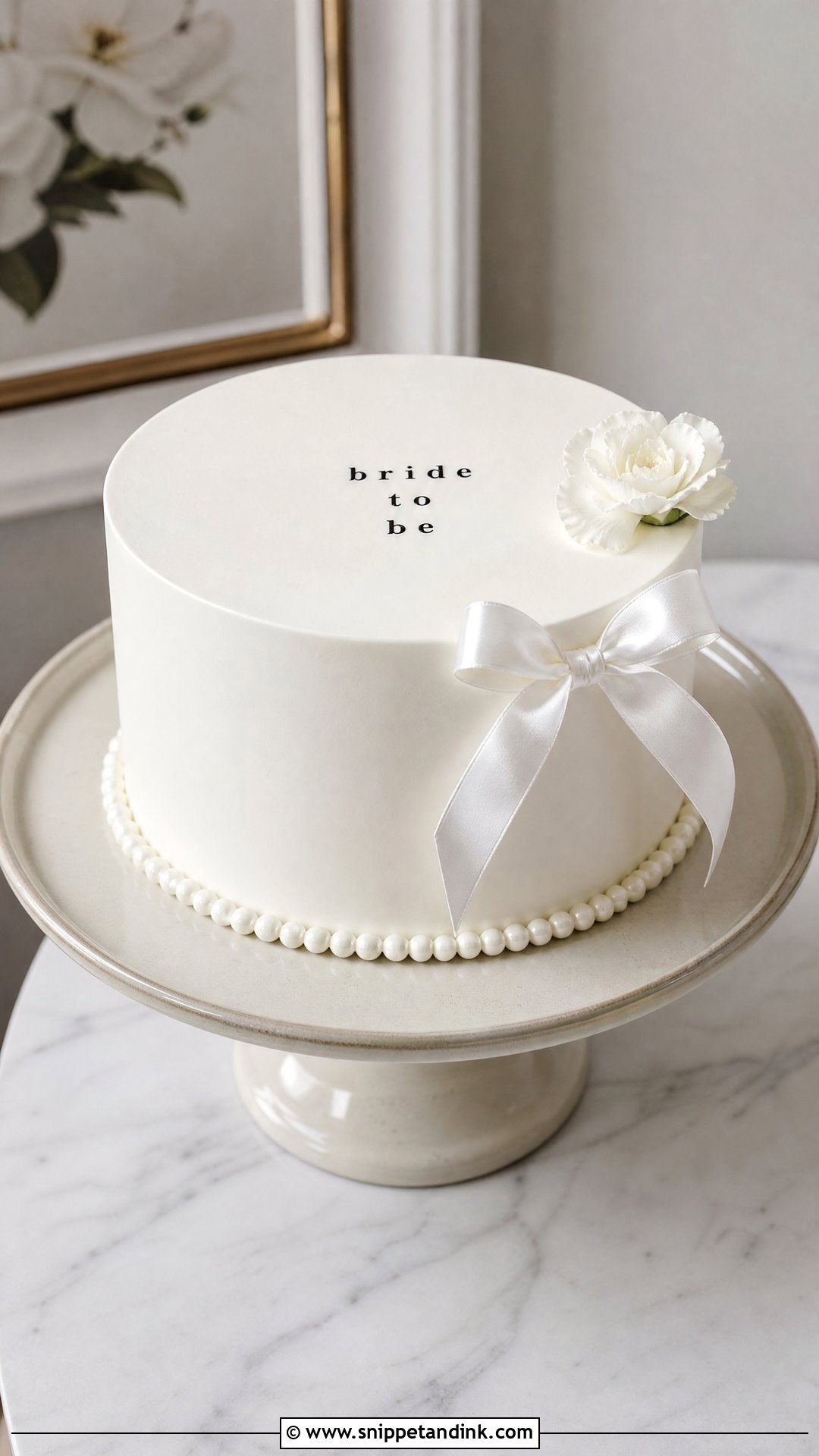 Bride To Be Minimalist Cake - Snippet and Ink - 35 Bride to Be Cake Ideas