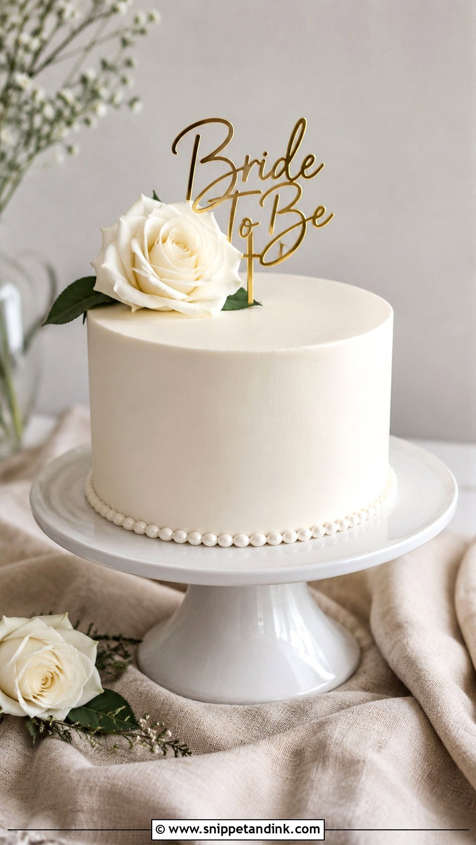 Bride To Be Minimalist Cake - Snippet and Ink - 20 Bride to Be Cake Designs
