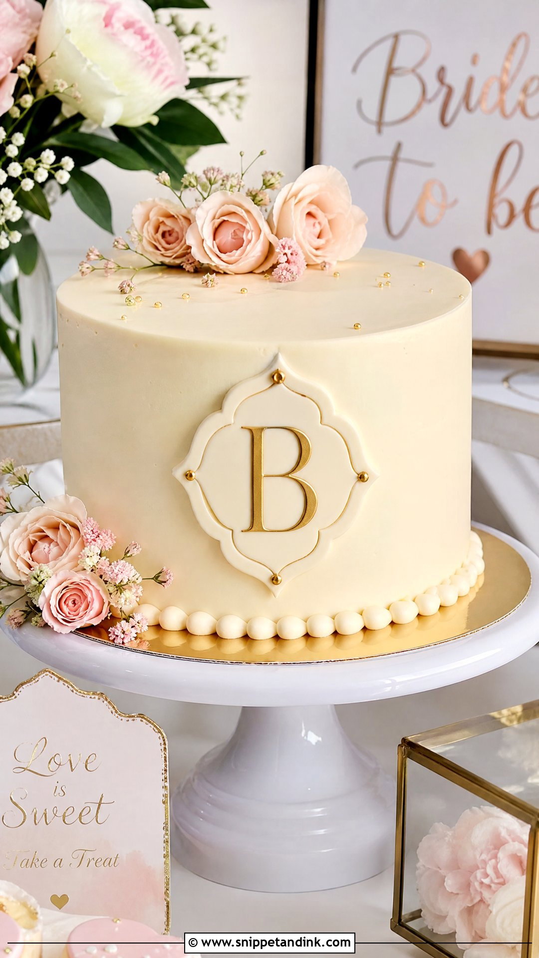 Bride To Be Monogram Cake - Snippet and Ink - 35 Bride to Be Cake Ideas