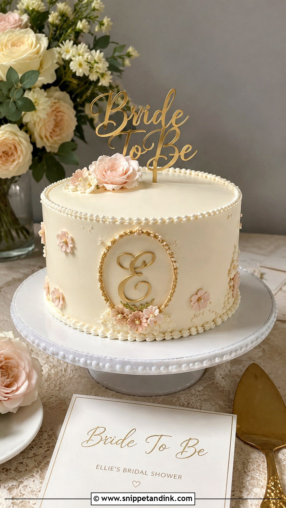 Bride To Be Monogram Cake - Snippet and Ink - 20 Bride to Be Cake Designs