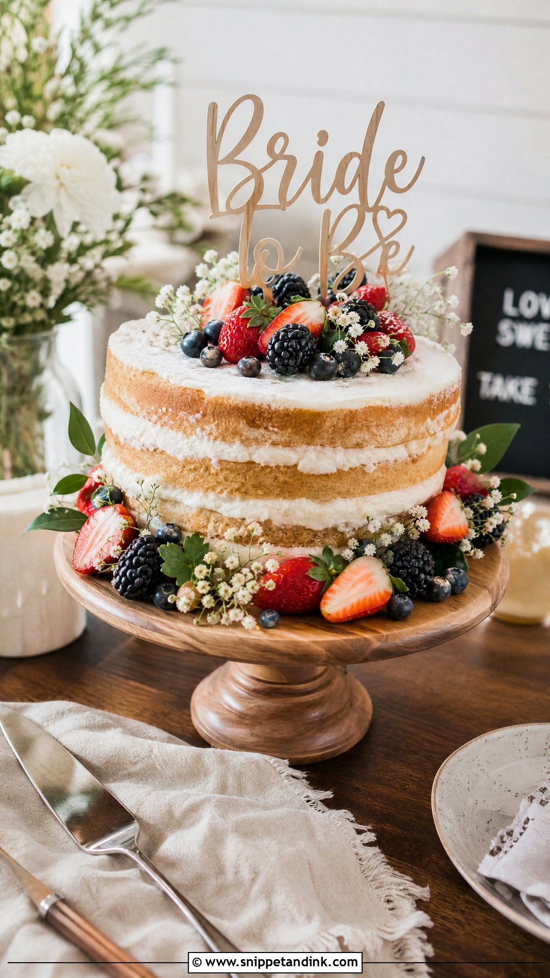 Bride To Be Naked Cake - Snippet and Ink - 25 Simple Bride to Be Cake Ideas
