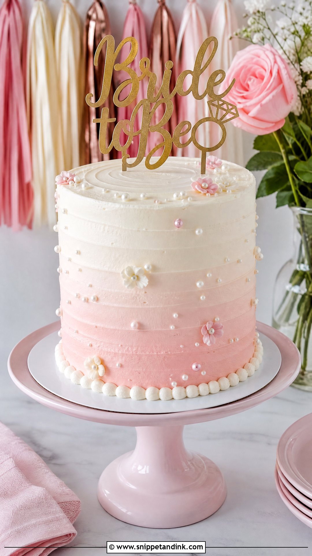 Bride To Be Ombre Cake - Snippet and Ink - 35 Bride to Be Cake Ideas