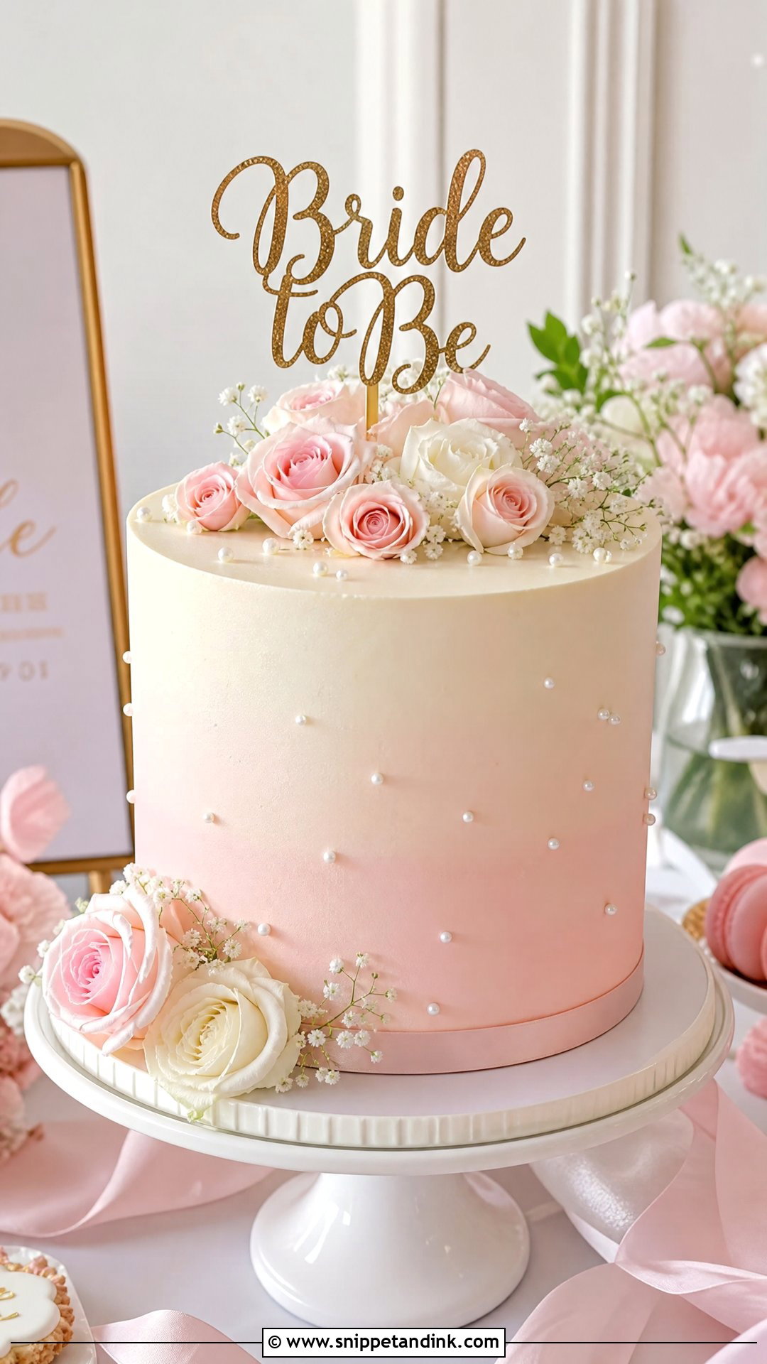 Bride To Be Ombre Cake - Snippet and Ink - 30 Bride to Be Cakes Ideas
