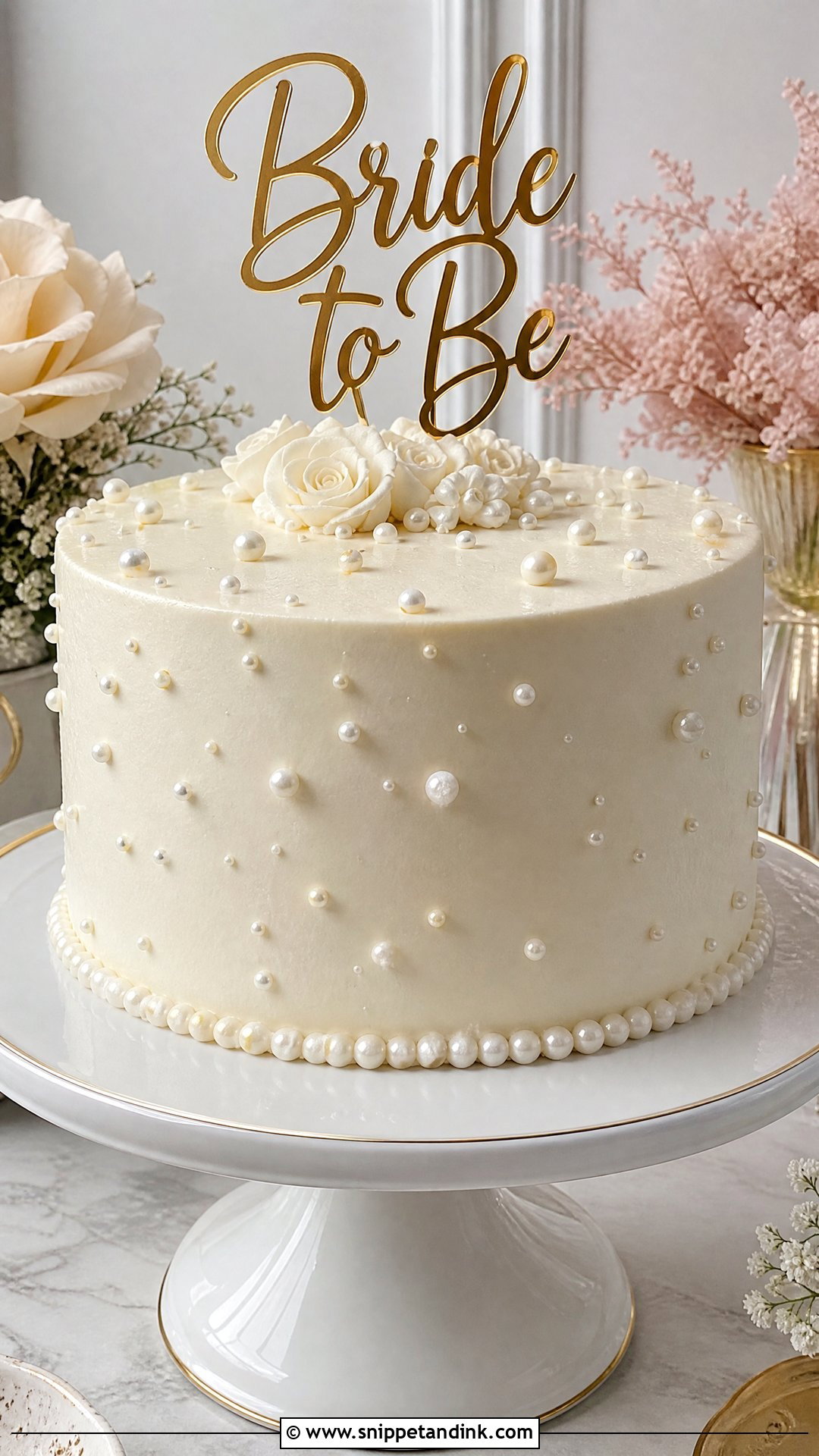 Bride To Be Pearl Cake - Snippet and Ink - 30 Bride to Be Cakes Ideas