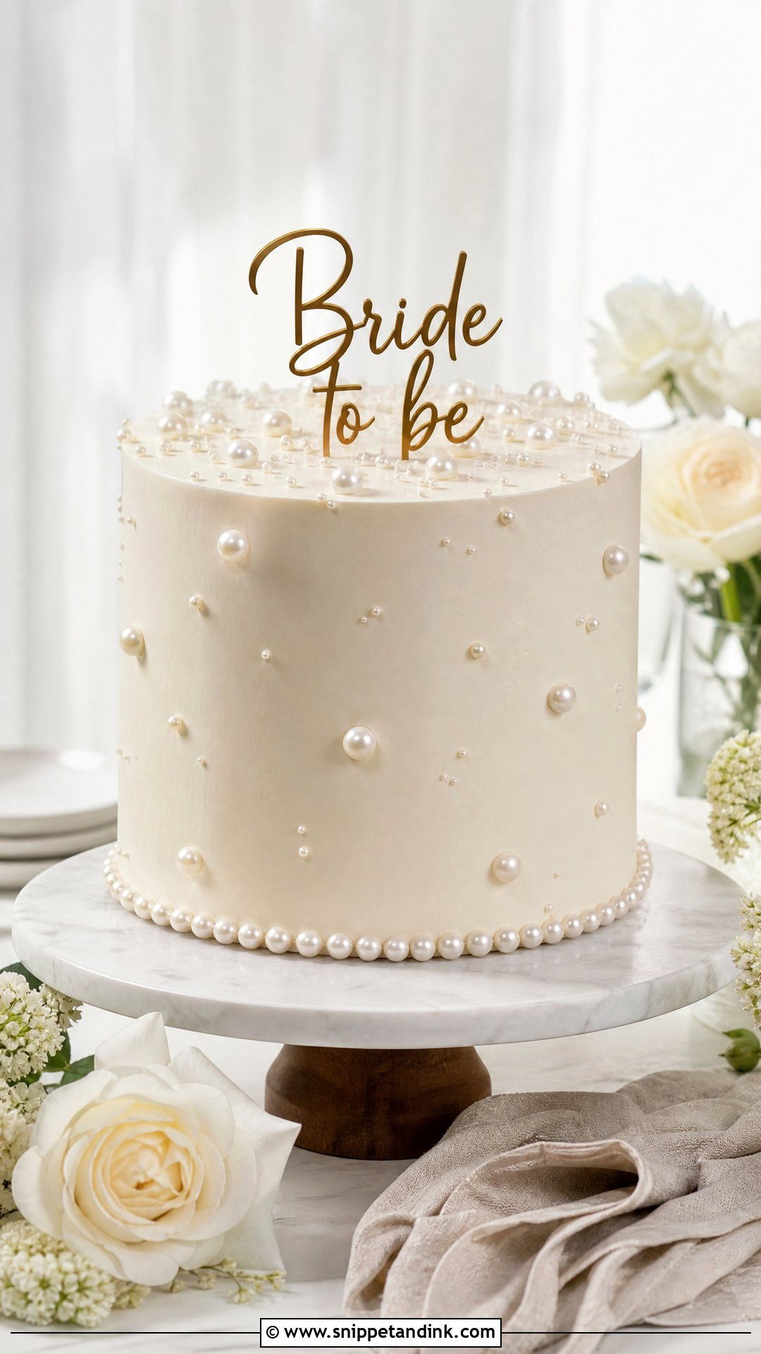 Bride To Be Pearl Cake - Snippet and Ink - 35 Bride to Be Cake Ideas