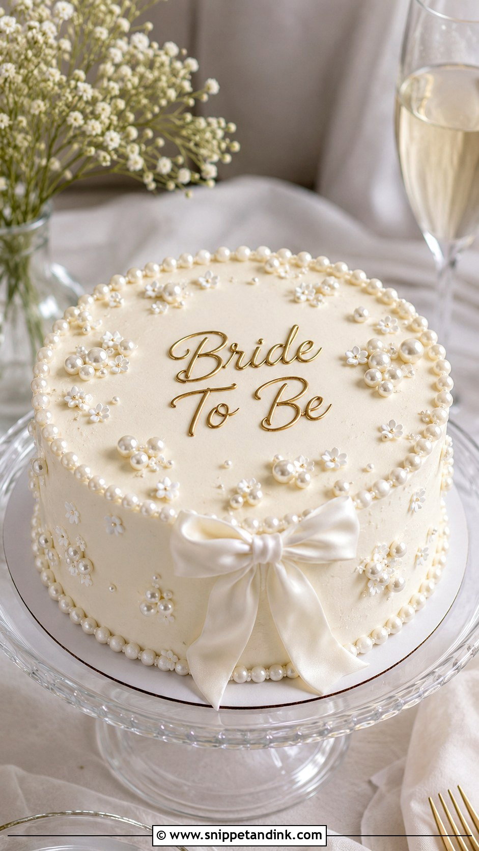 Bride To Be Pearl Cake - Snippet and Ink - 20 Bride to Be Cake Designs