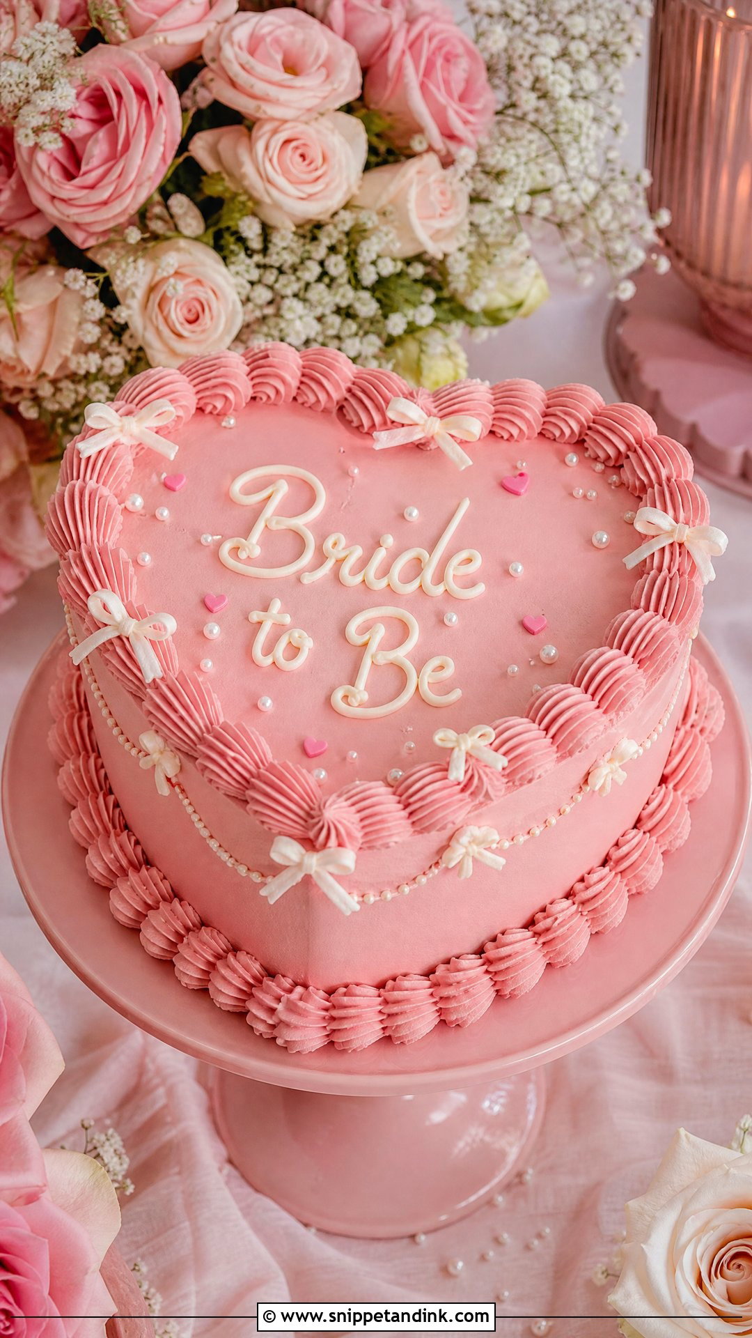 Bride To Be Pink Cake - Snippet and Ink - 30 Bride to Be Cakes Ideas