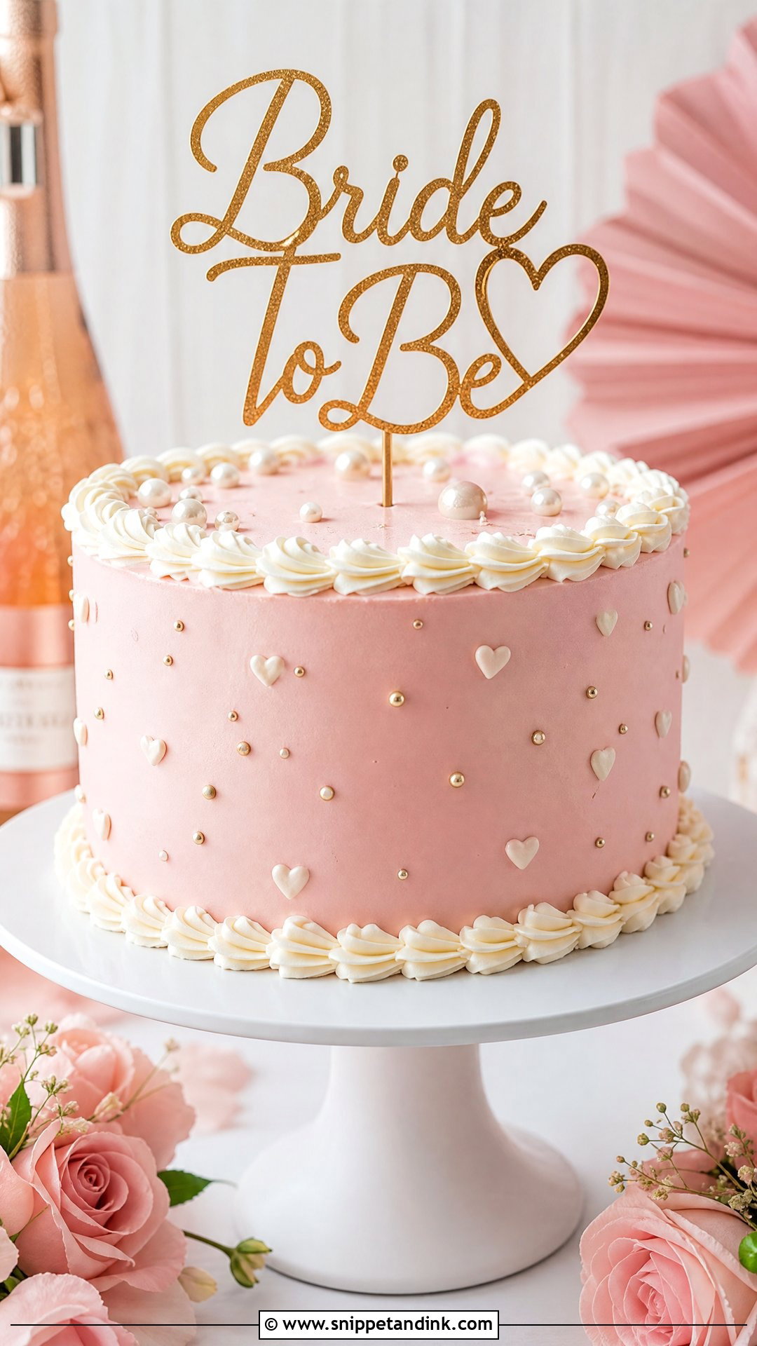 Bride To Be Pink Cake - Snippet and Ink - 25 Simple Bride to Be Cake Ideas