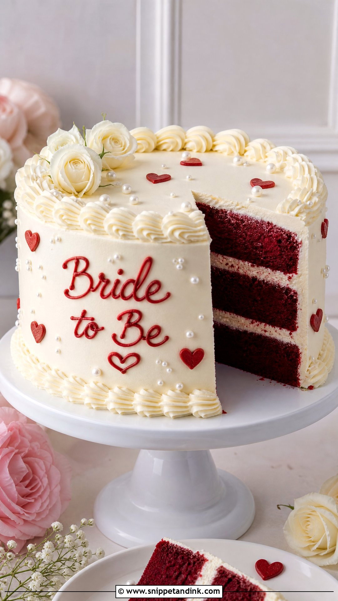 Bride To Be Red Velvet Cake - Snippet and Ink - 35 Bride to Be Cake Ideas
