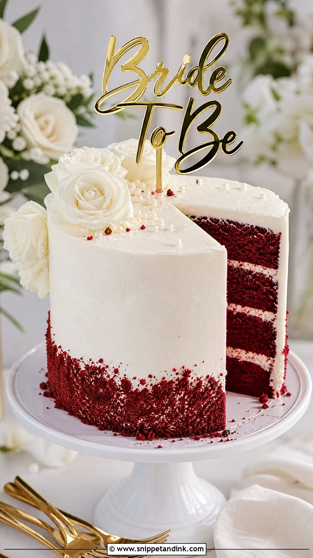 Bride To Be Red Velvet Cake - Snippet and Ink - 25 Simple Bride to Be Cake Ideas