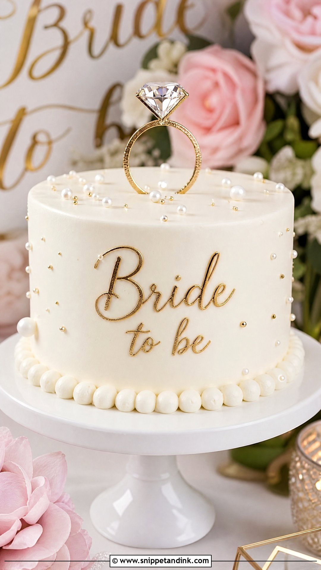 Bride To Be Ring Cake - Snippet and Ink - 25 Simple Bride to Be Cake Ideas