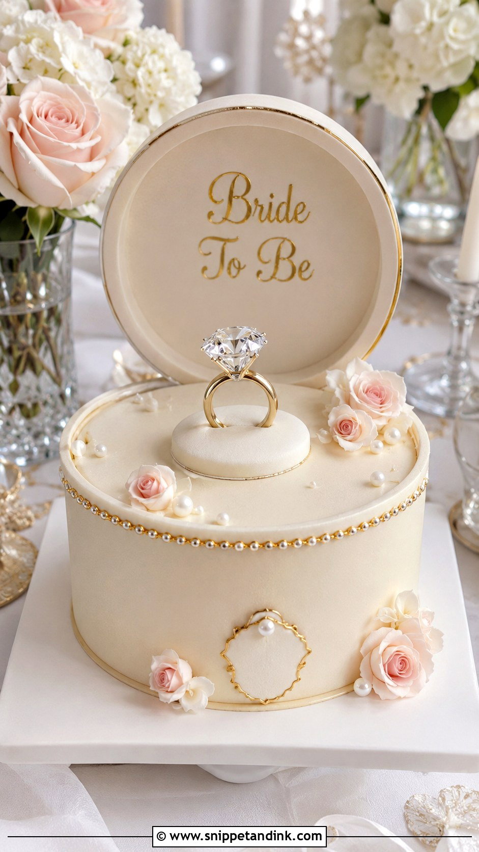 Bride To Be Ring Cake - Snippet and Ink - 20 Bride to Be Cake Designs