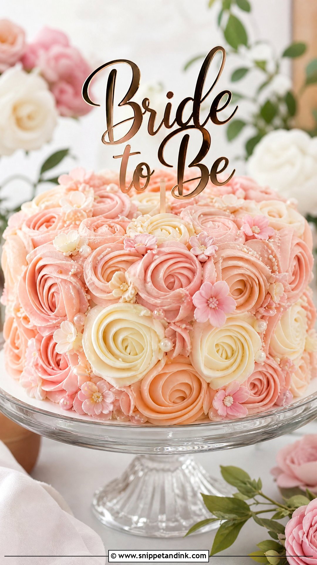 Bride To Be Rosette Cake - Snippet and Ink - 30 Bride to Be Cakes Ideas
