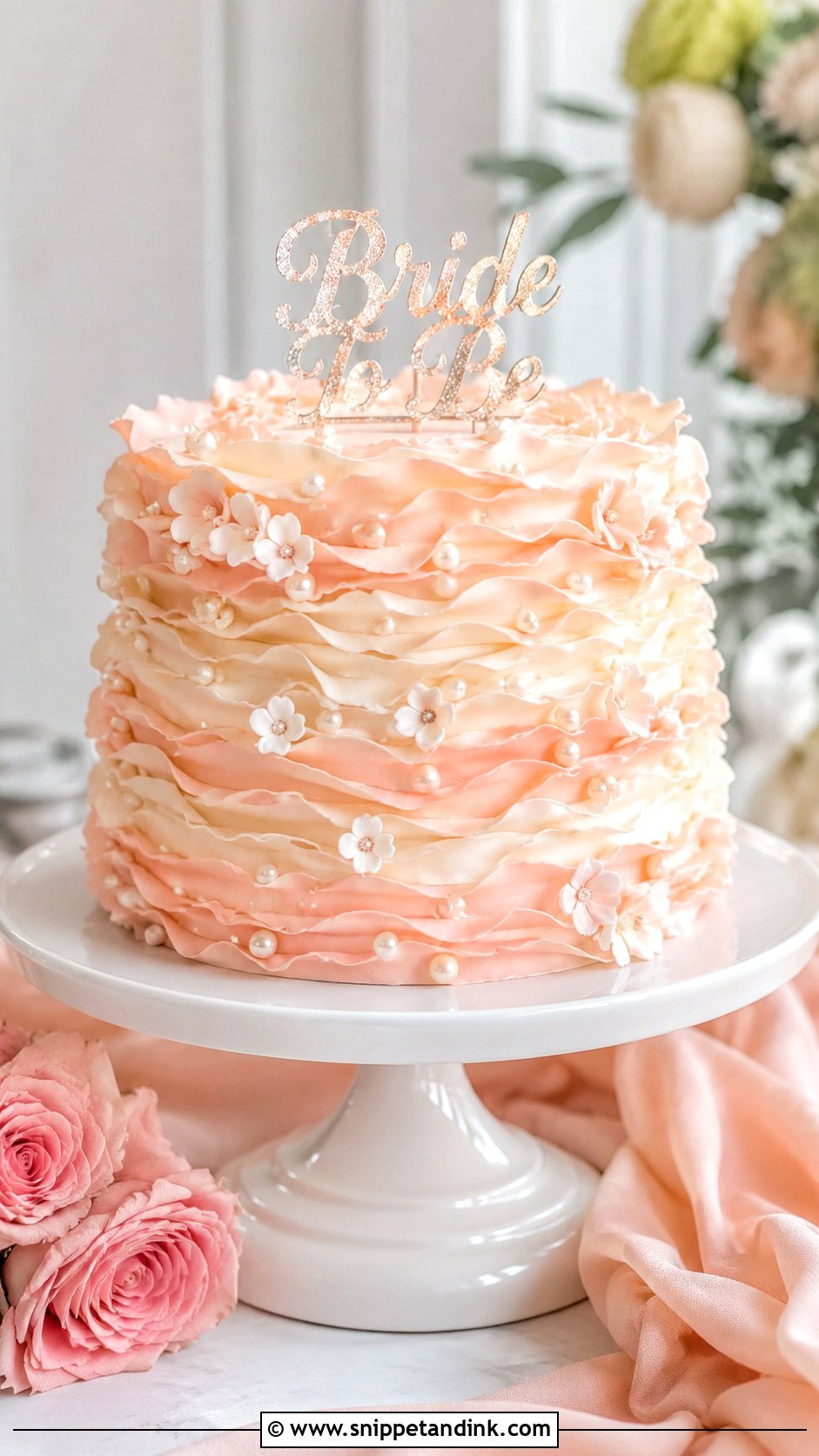 Bride To Be Ruffle Cake - Snippet and Ink - 20 Bride to Be Cake Designs