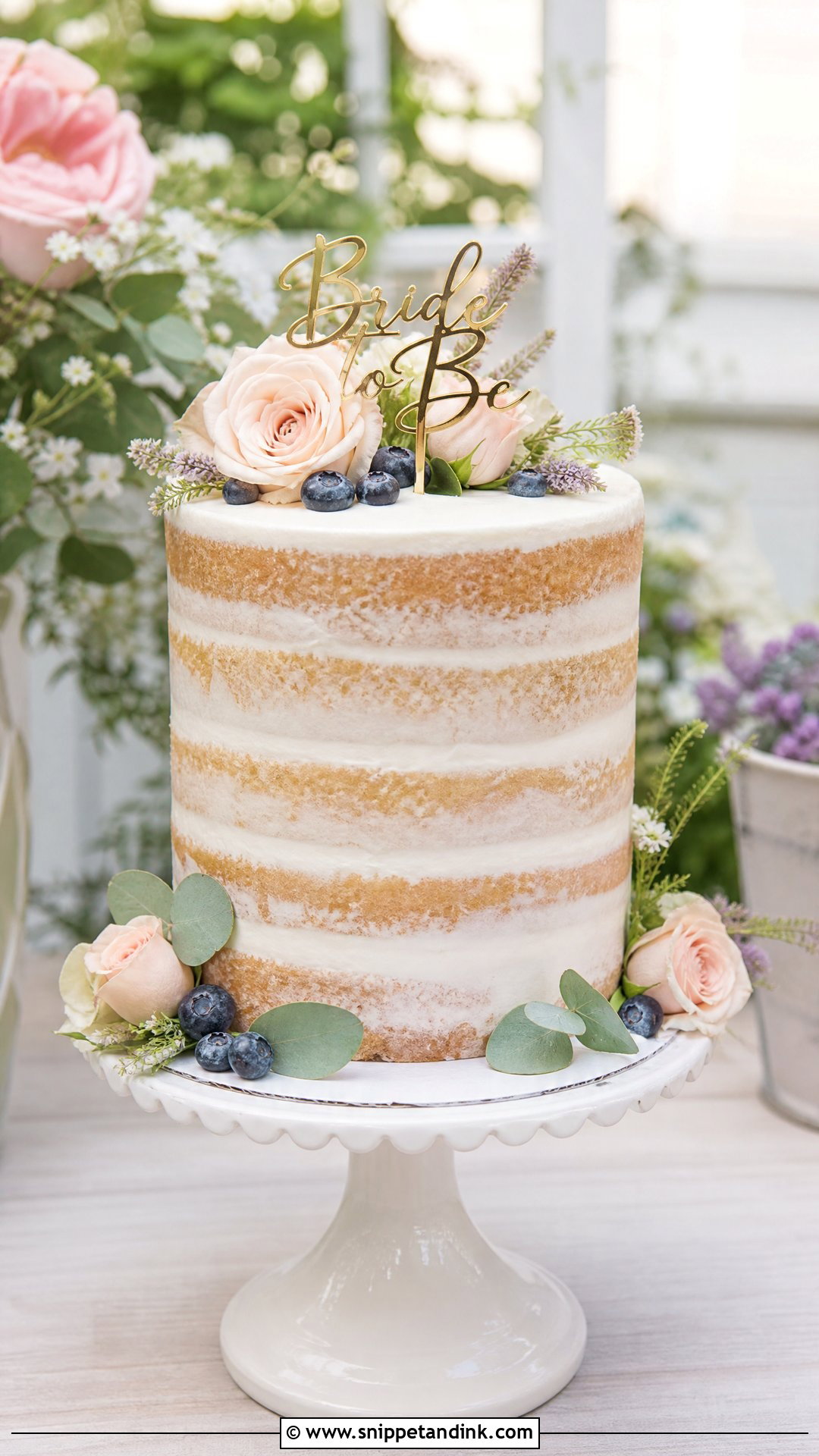 Bride To Be Semi Naked Cake - Snippet and Ink - 25 Simple Bride to Be Cake Ideas