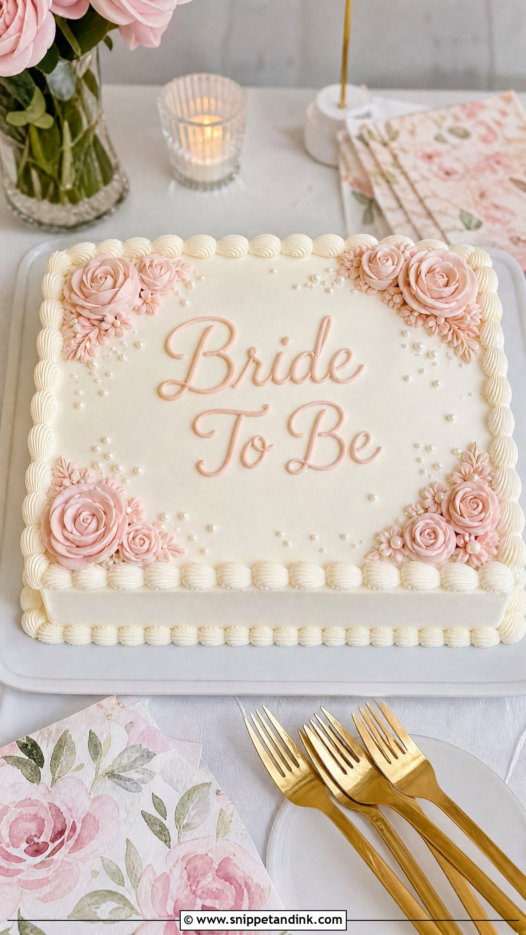 Bride To Be Sheet Cake - Snippet and Ink - 25 Simple Bride to Be Cake Ideas