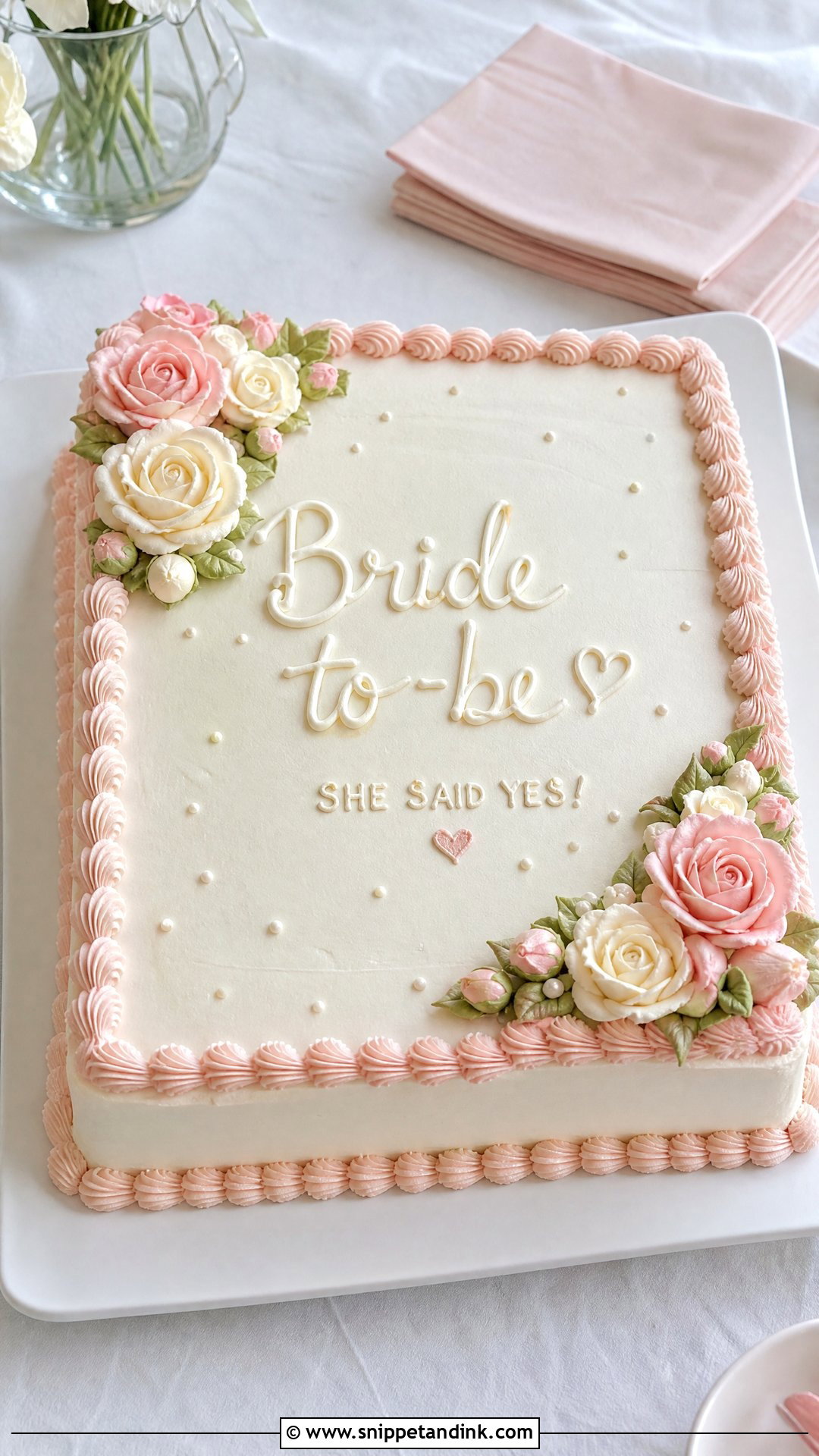Bride To Be Sheet Cake - Snippet and Ink - 35 Bride to Be Cake Ideas