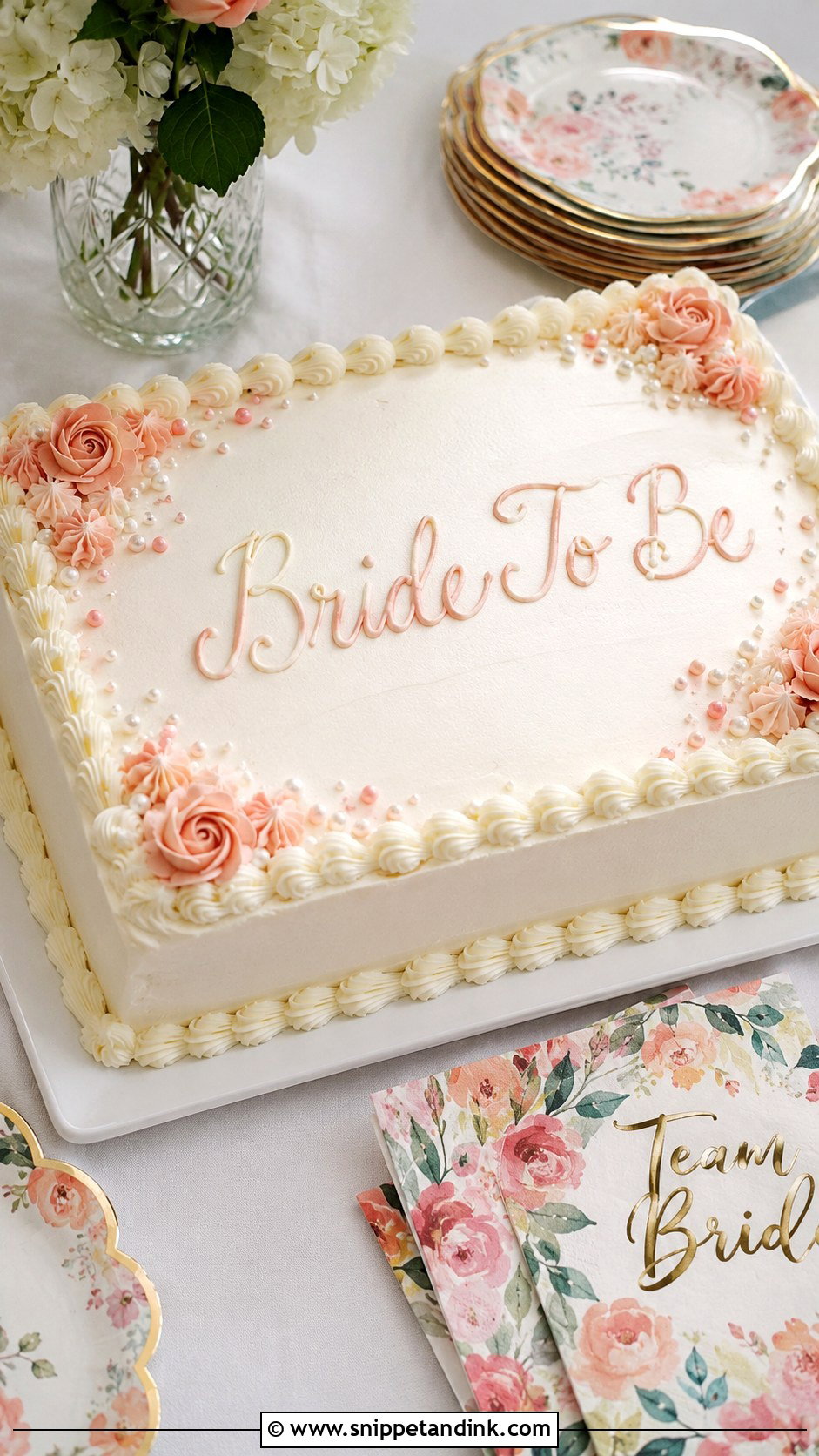 Bride To Be Sheet Cake - Snippet and Ink - 20 Bride to Be Cake Designs