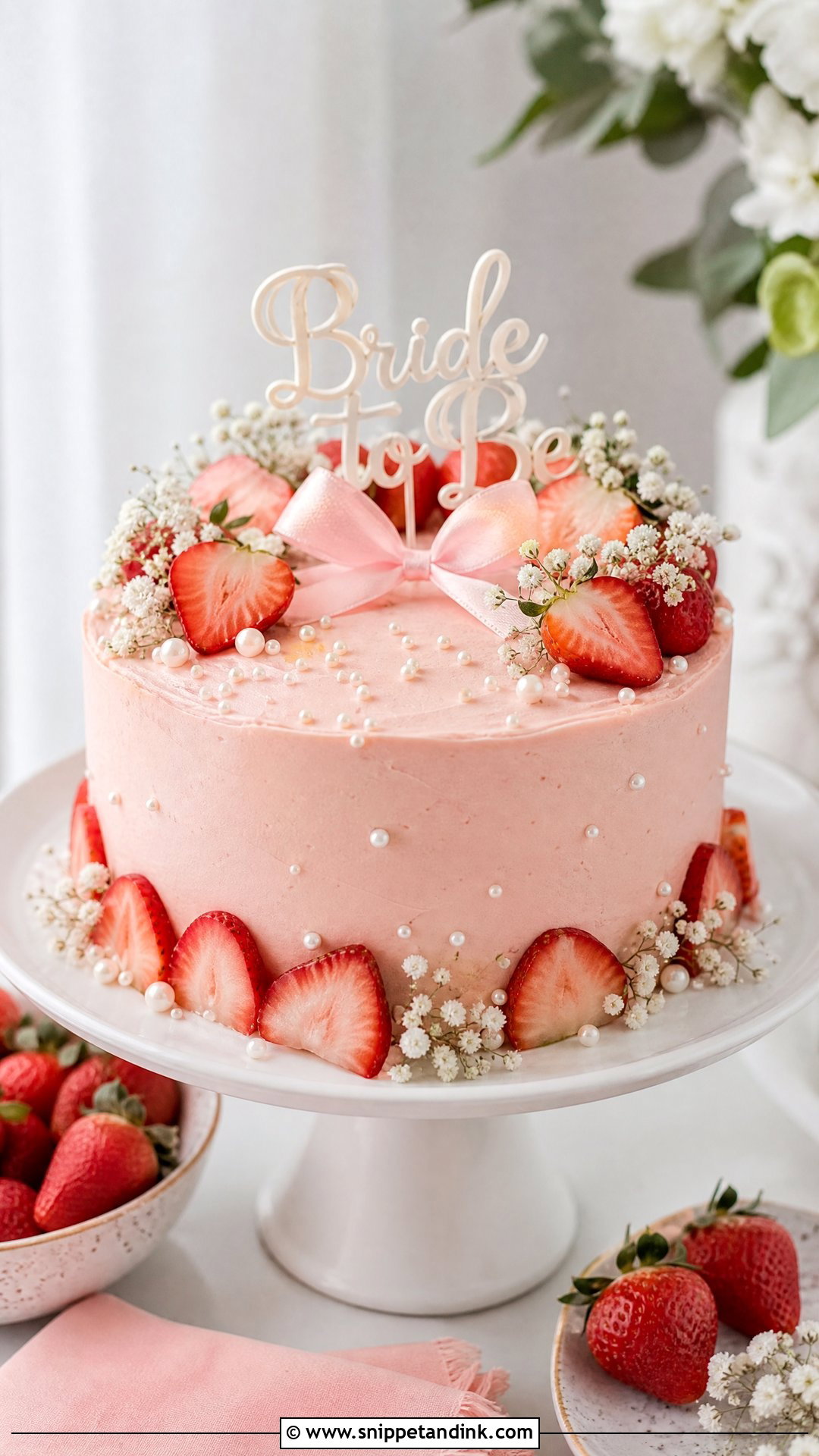 Bride To Be Strawberry Cake - Snippet and Ink - 35 Bride to Be Cake Ideas