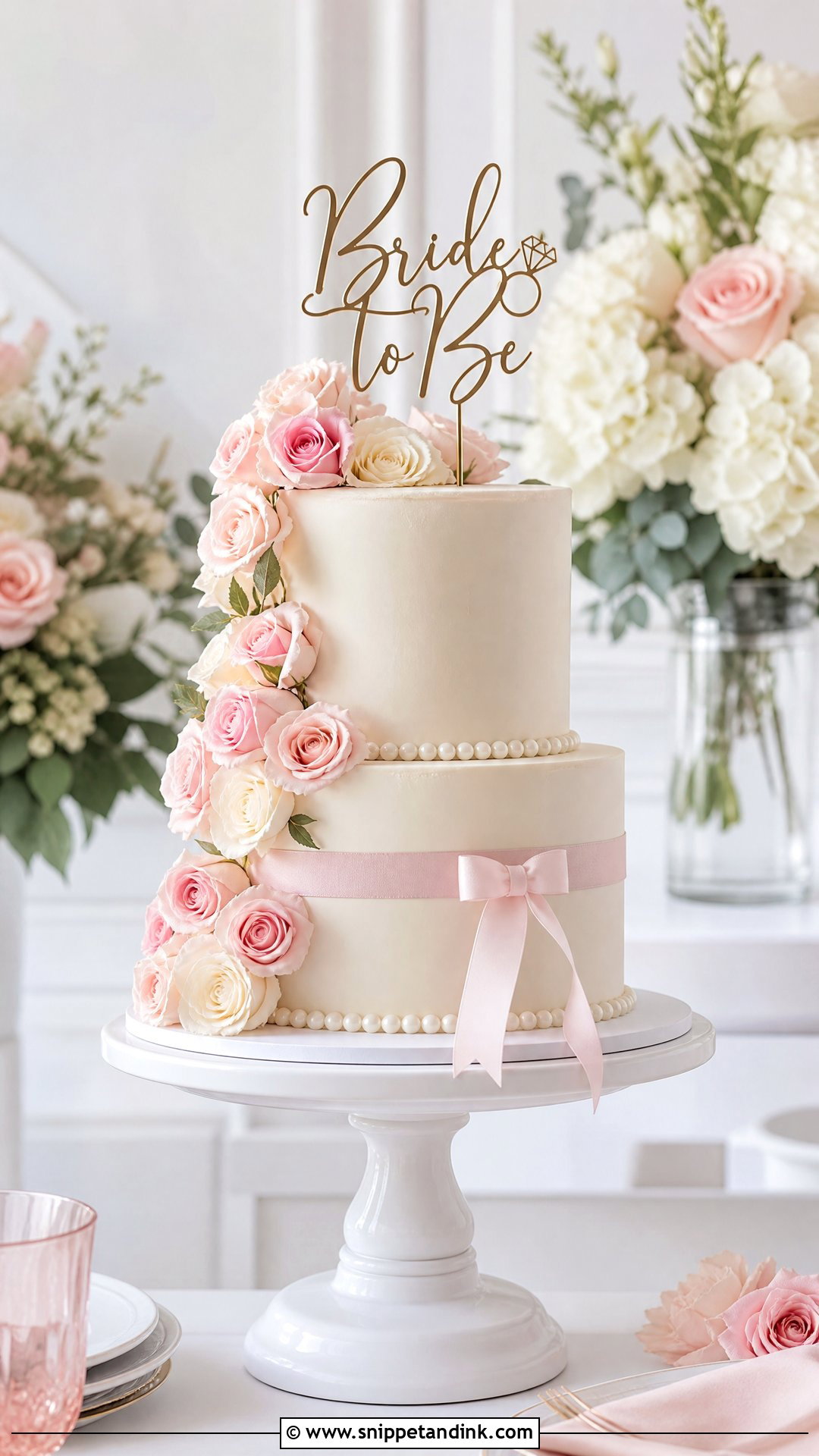 Bride To Be Tier Cake - Snippet and Ink - 30 Bride to Be Cakes Ideas