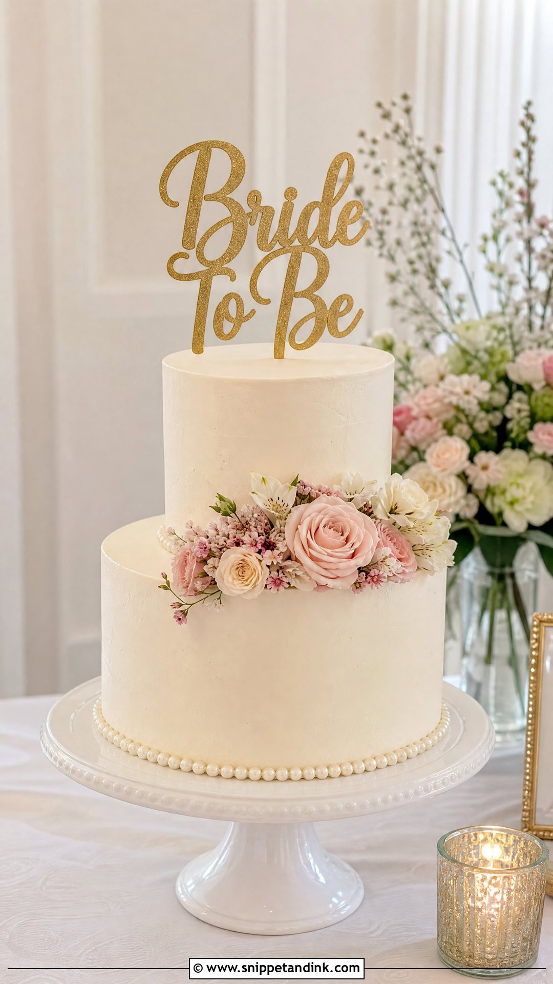 Bride To Be Two Tier Cake - Snippet and Ink - 25 Simple Bride to Be Cake Ideas