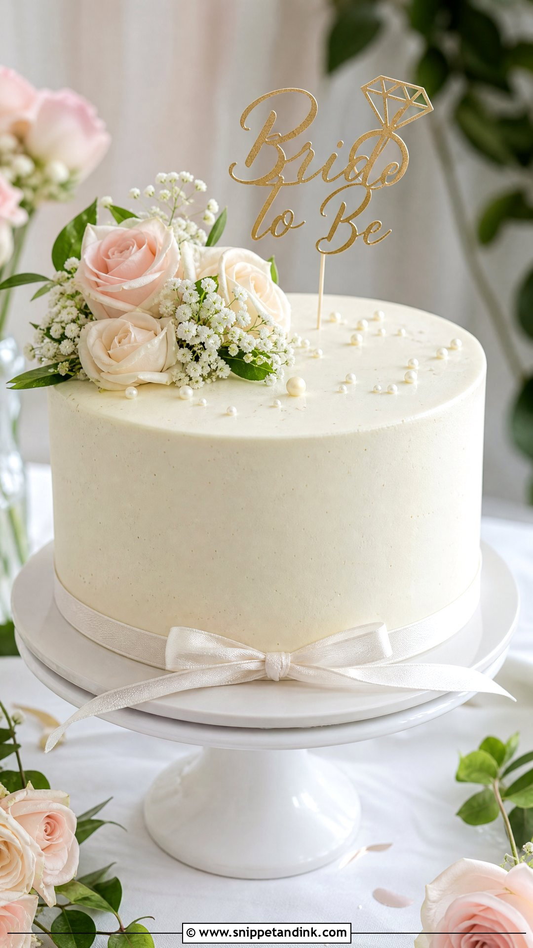 Bride To Be Vanilla Cake - Snippet and Ink - 35 Bride to Be Cake Ideas