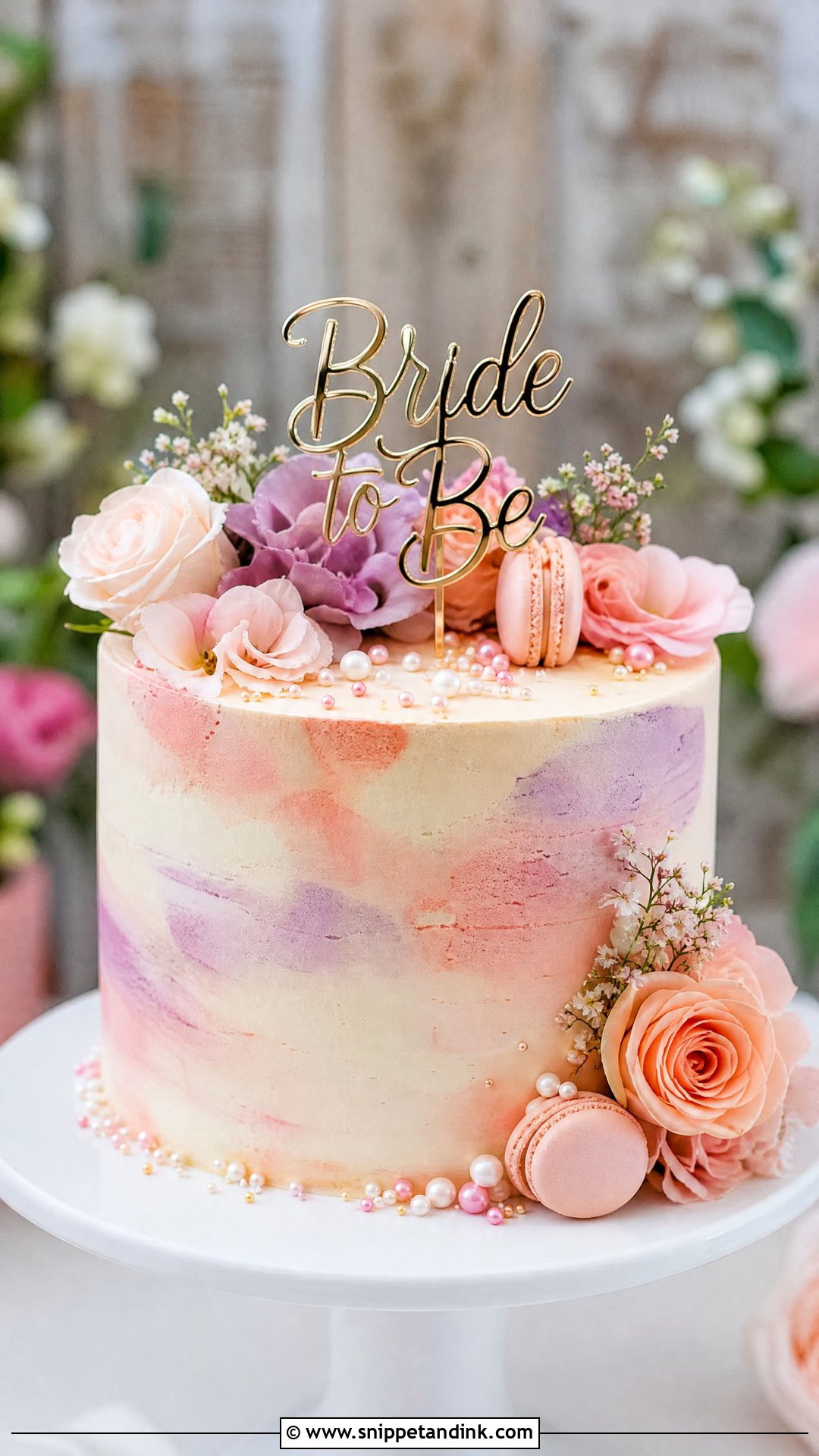 Bride To Be Watercolor Cake - Snippet and Ink - 30 Bride to Be Cakes Ideas