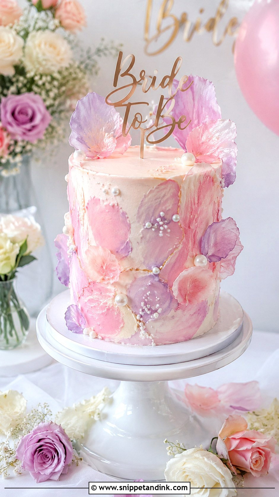 Bride To Be Watercolor Cake - Snippet and Ink - 20 Bride to Be Cake Designs