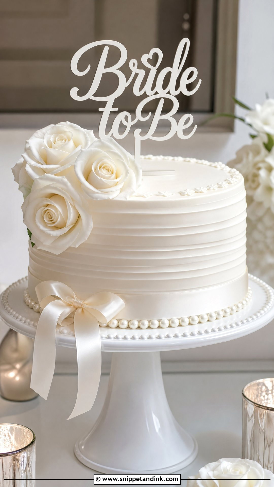 Bride To Be White Cake - Snippet and Ink - 30 Bride to Be Cakes Ideas