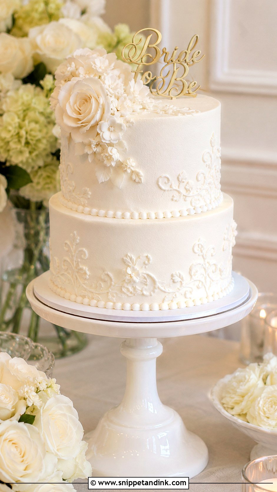 Bride To Be White Cake - Snippet and Ink - 20 Bride to Be Cake Designs