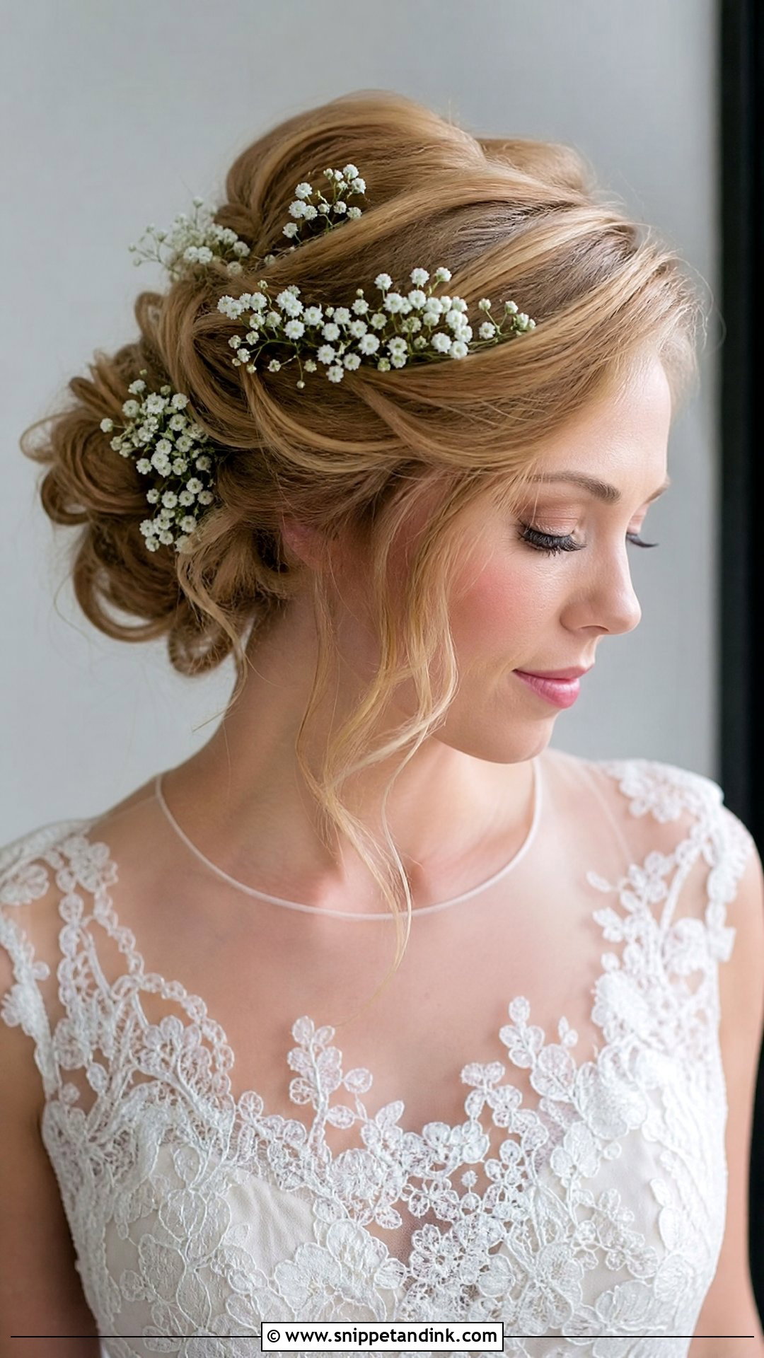 Bride Updo With Babys Breath - Snippet and Ink - 15 Bride Flowers in Hair Ideas
