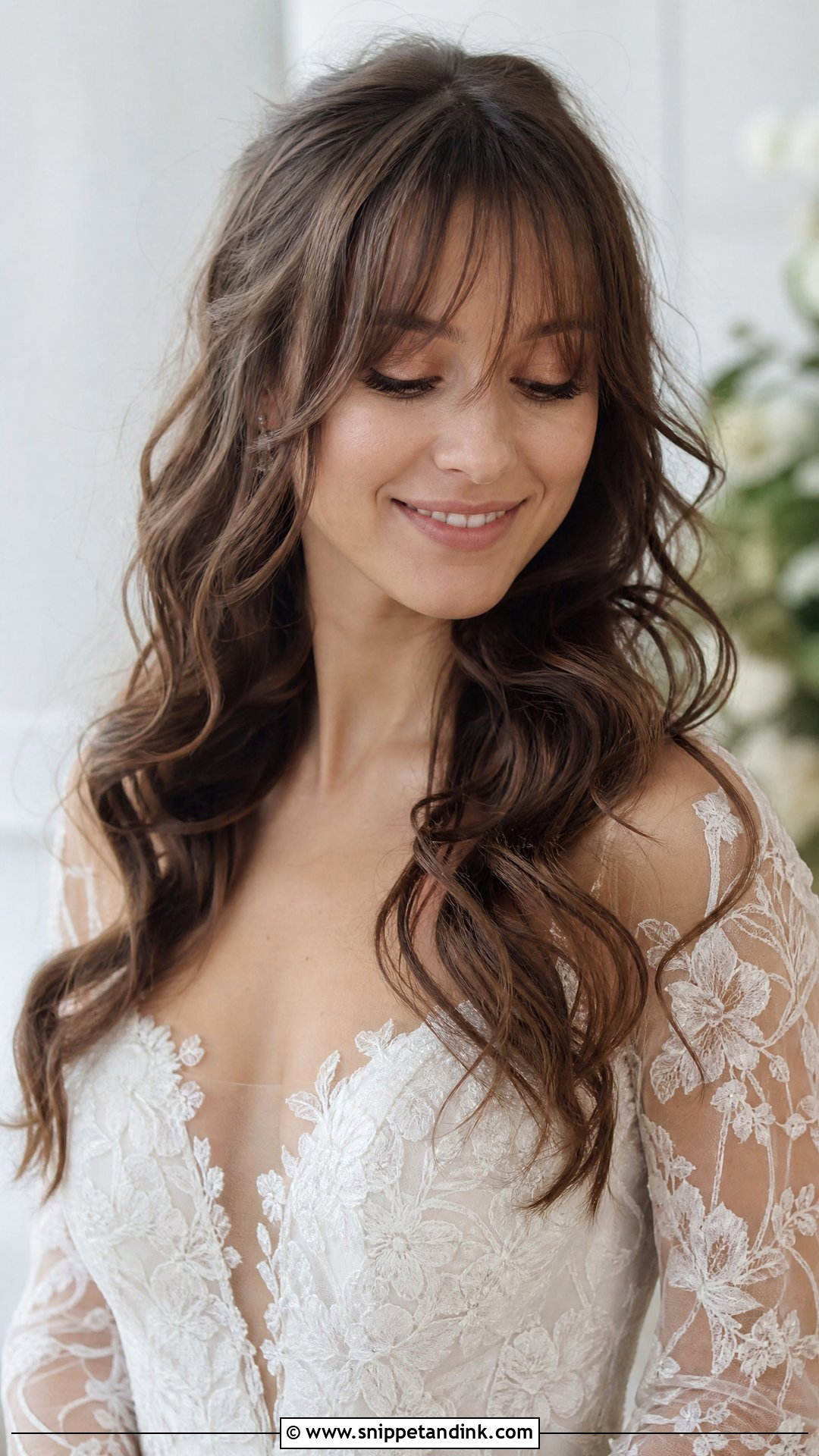 Bride Wispy Bangs With Loose Waves - Snippet and Ink - 15 Bride Bangs