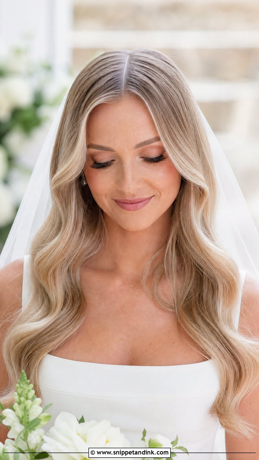 Brides Hair Down With Center Part Waves - Snippet and Ink - 15 Brides Hair Down Ideas