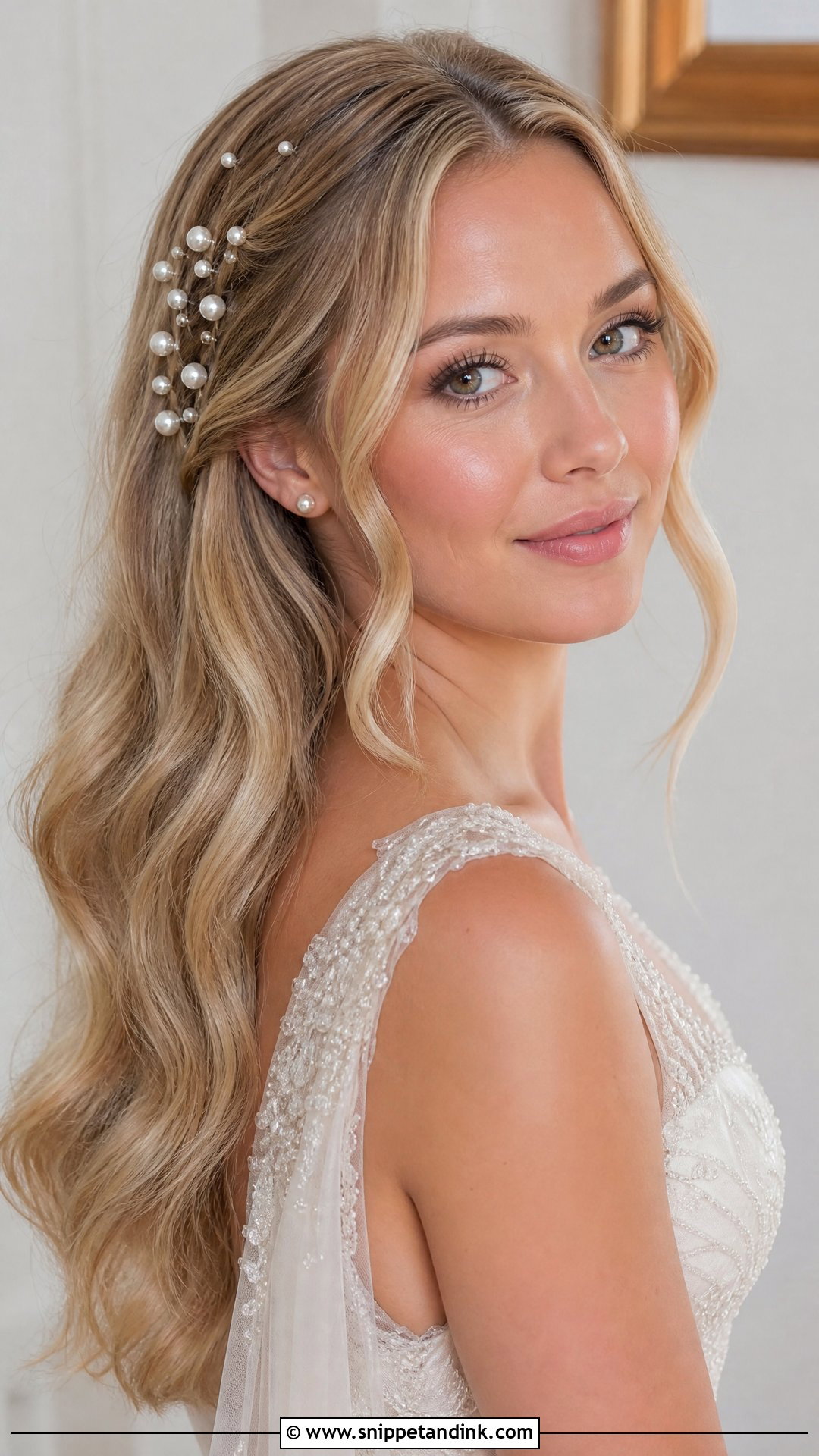 Brides Hair Down With Pearl Pins - Snippet and Ink - 15 Brides Hair Down Ideas